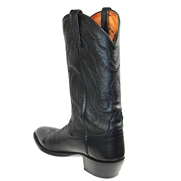 Lucchese 2000 Black Leather Western Embossed Mid-Calf Boot, Size 9 (D) - Picture 4 of 12